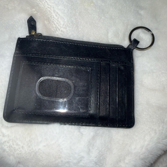 Genuine Leather Black and Brown Floral Key Card Holder - Picture 2 of 7